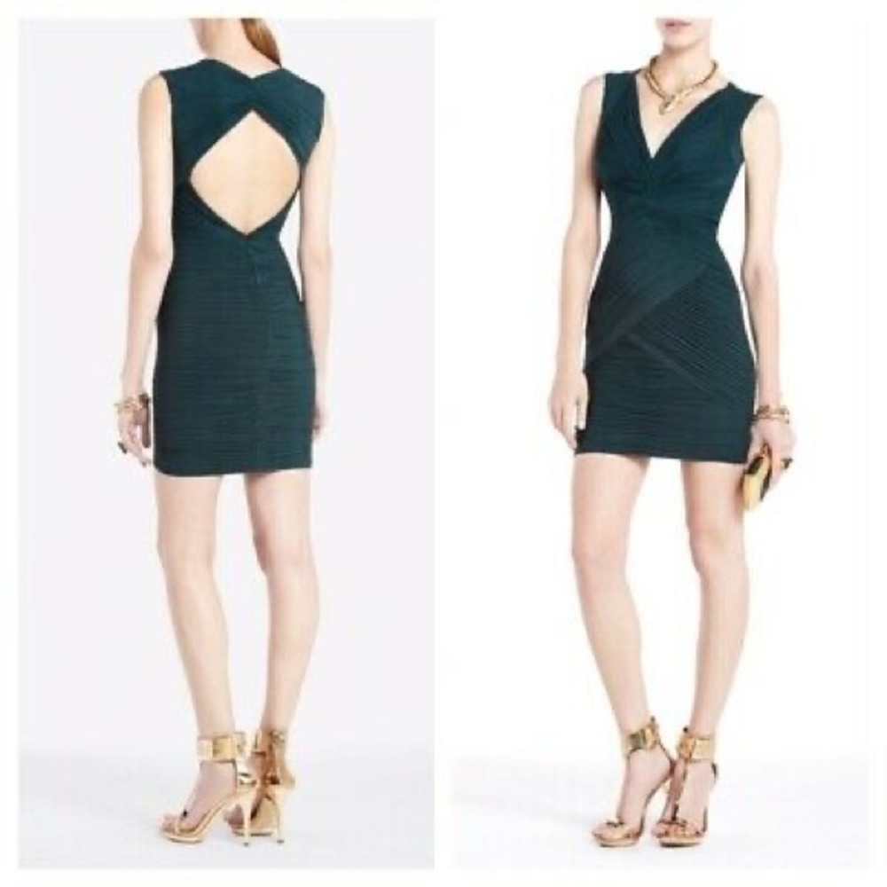 BCBGMaxAzria Green Shirred ‘Edesa’ Dress